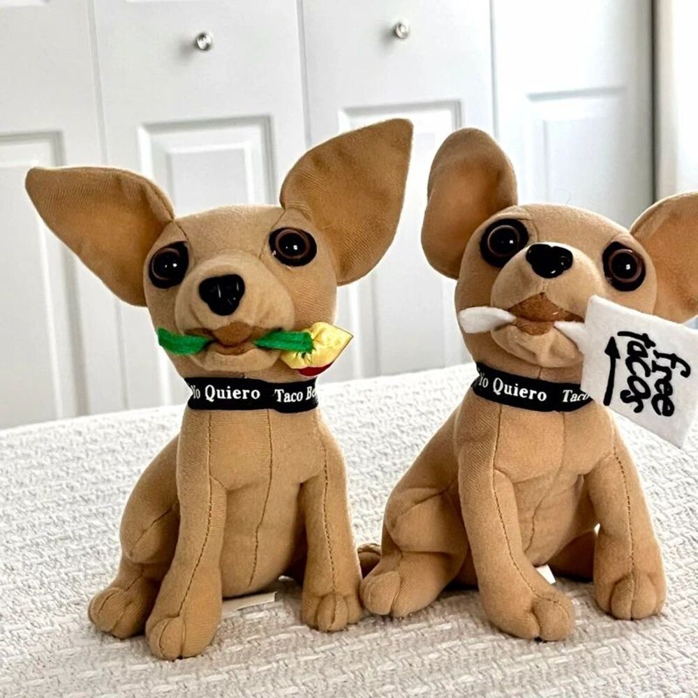 VTG Taco Bell Chihuahua Plush Pair One Working